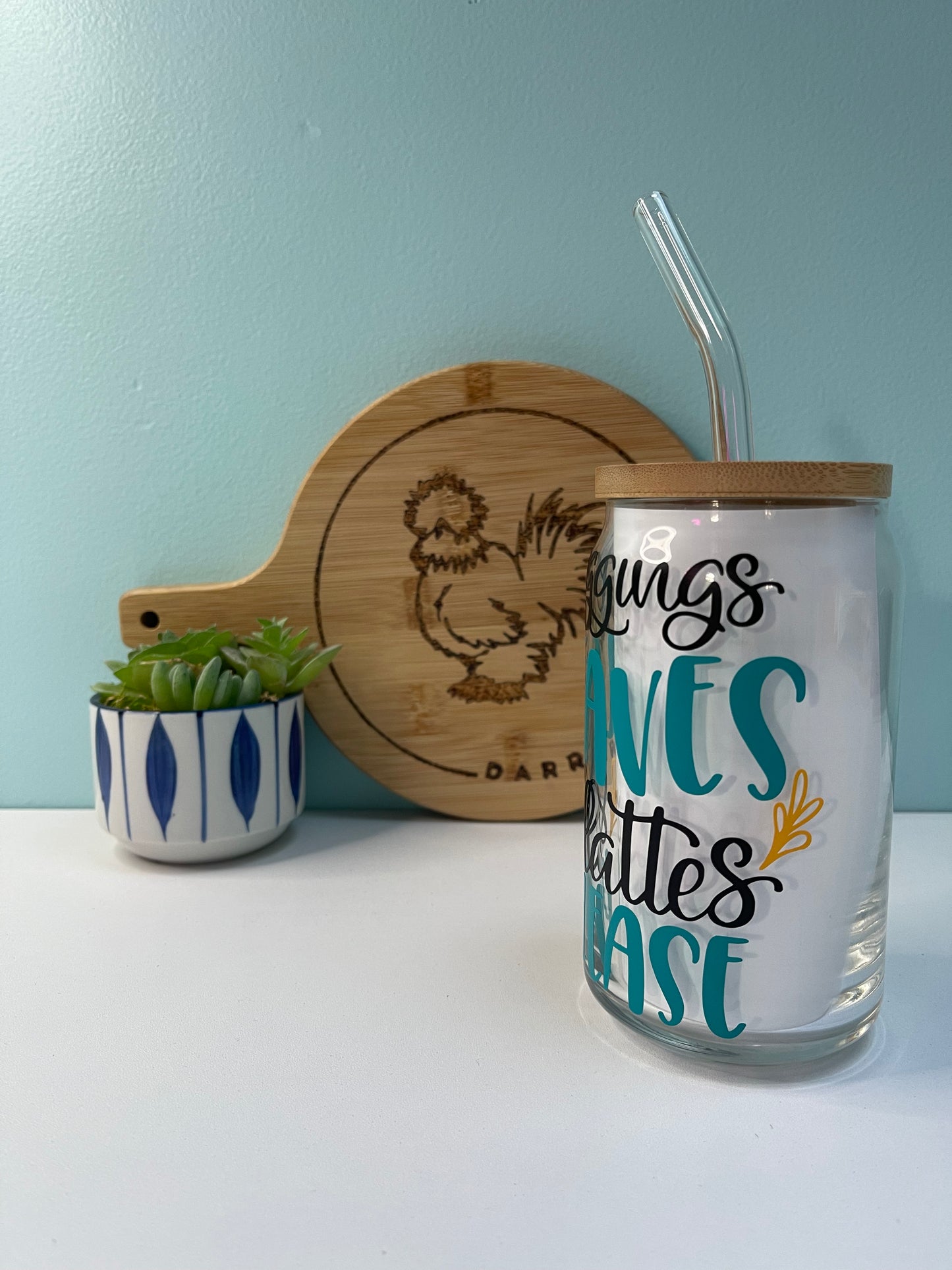 Leggings, Leaves, and Lattes Glass Can