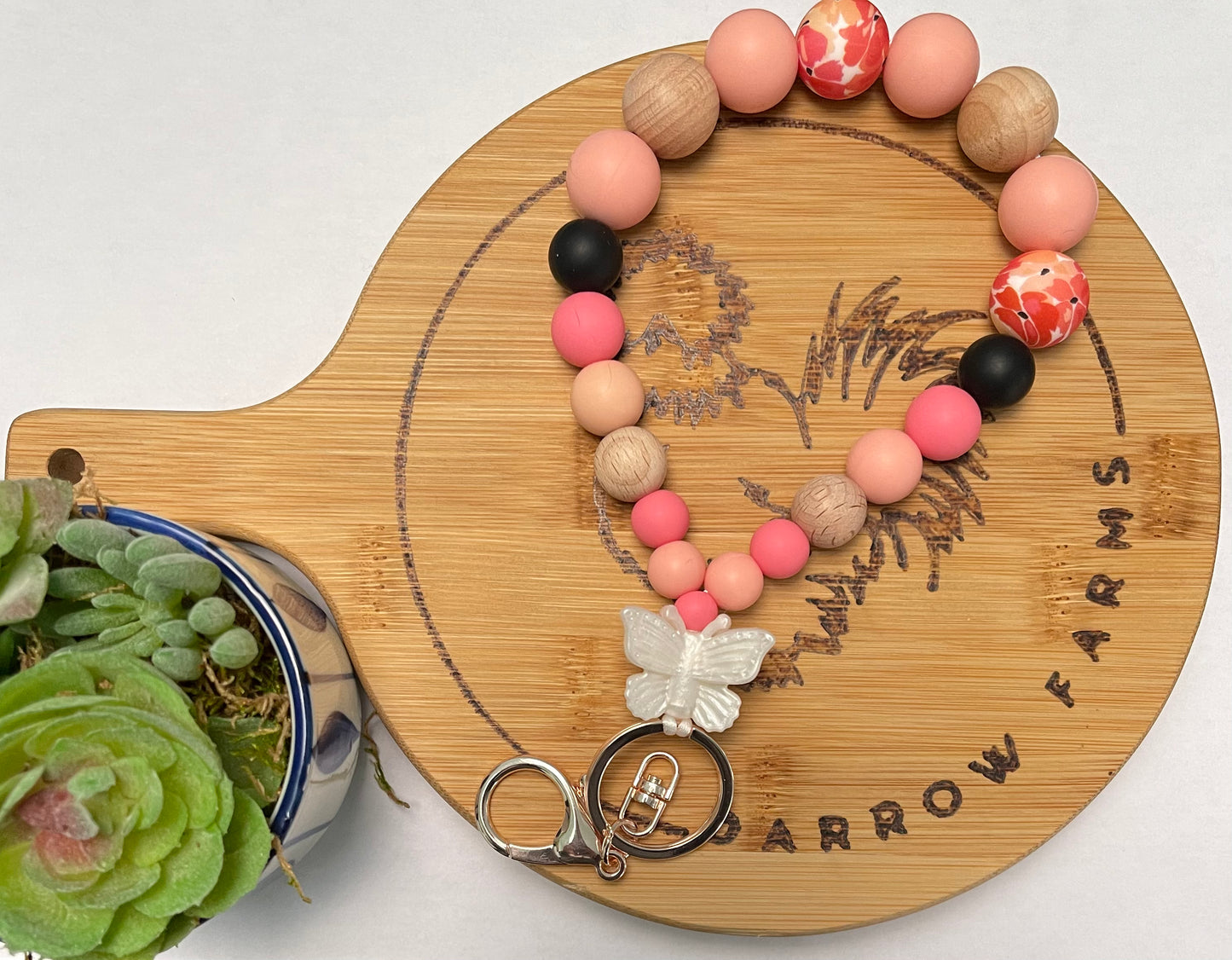 Butterfly Teardrop Wristlet Keychain