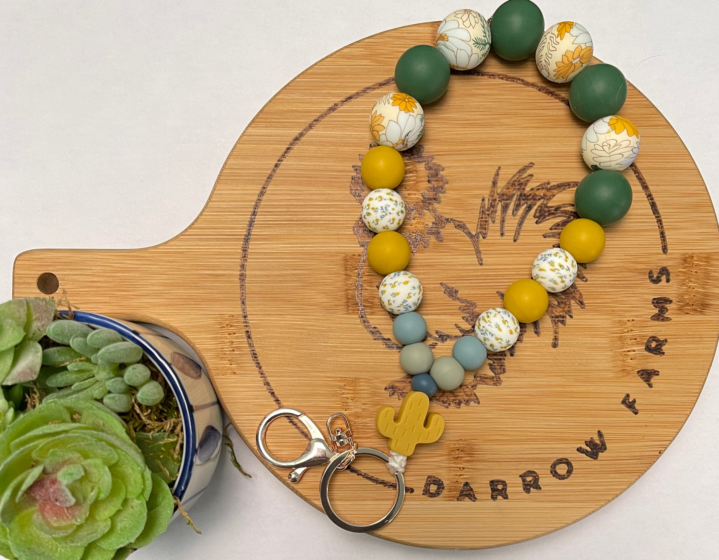 Cactus Teardrop Wristlet Keychain