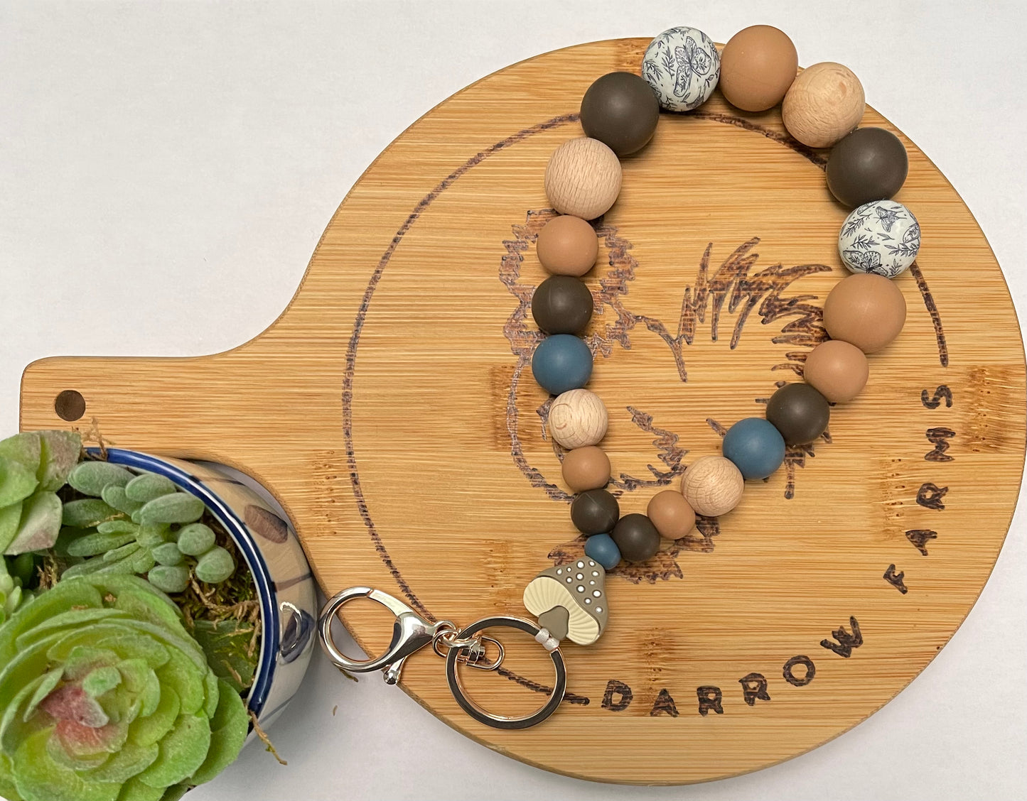 Mushroom Teardrop Wristlet Keychain