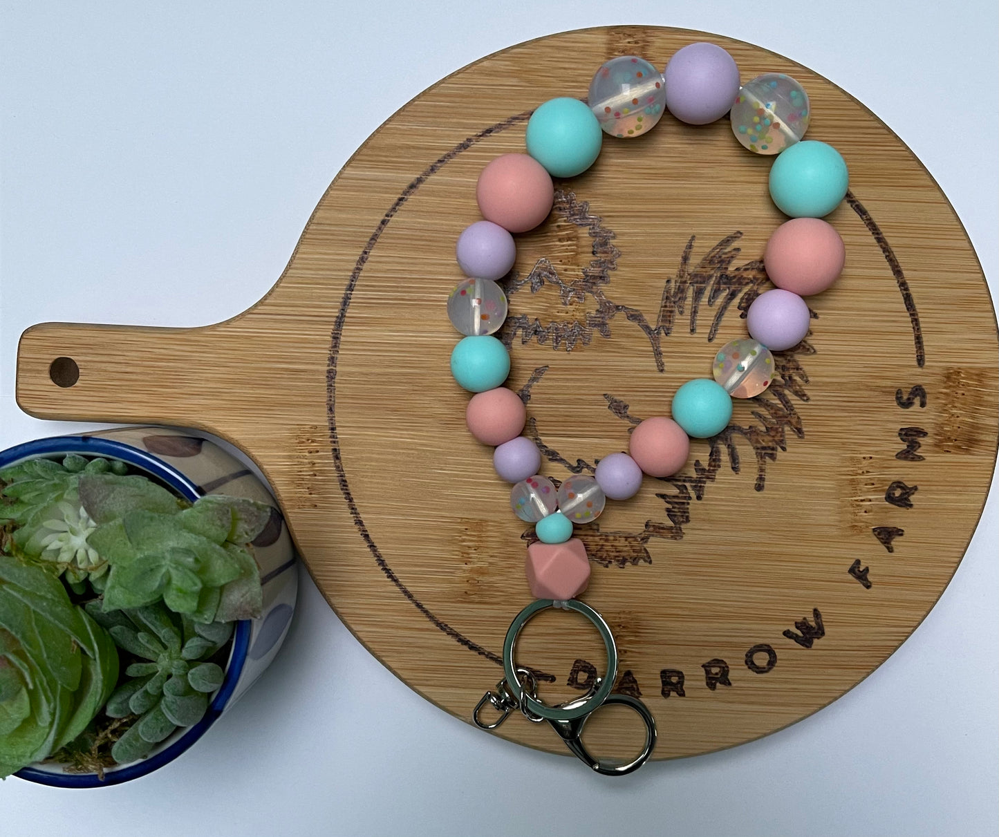 Hexagon Teardrop Wristlet Keychain