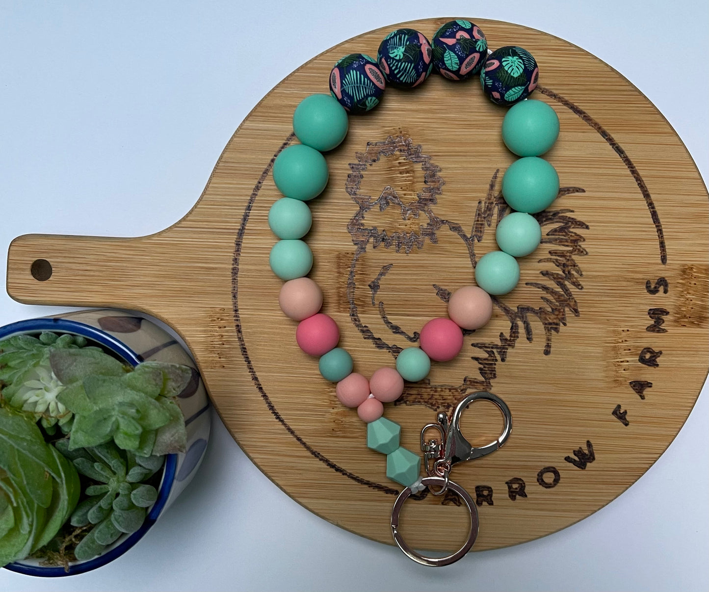 Hexagon Teardrop Wristlet Keychain