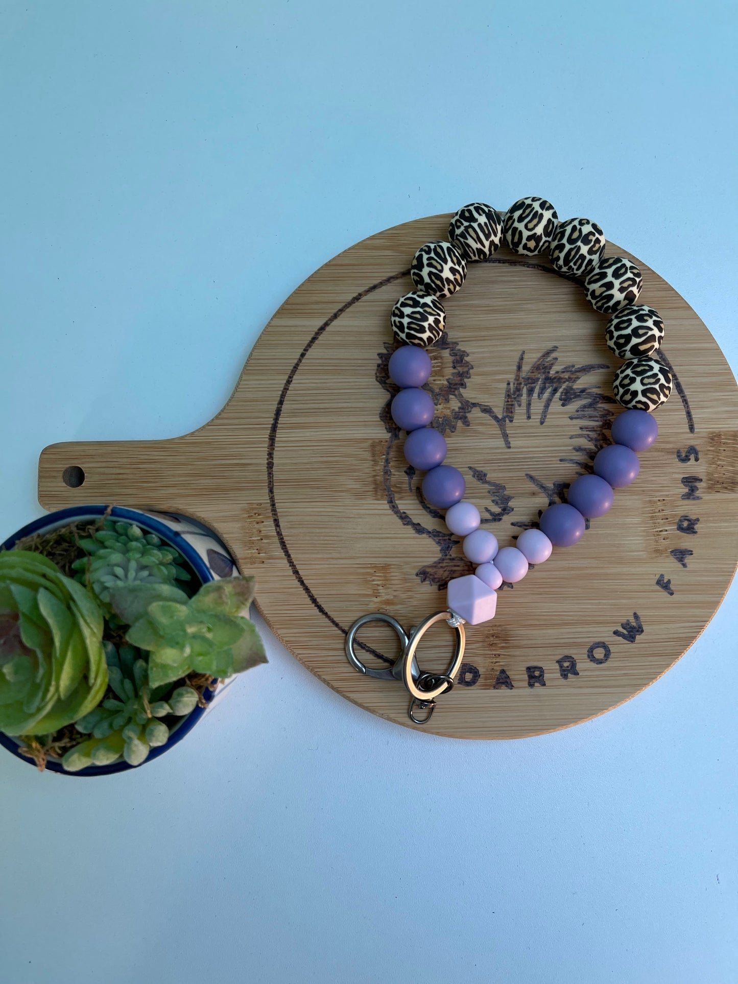 Leopard Teardrop Wristlet Keychain