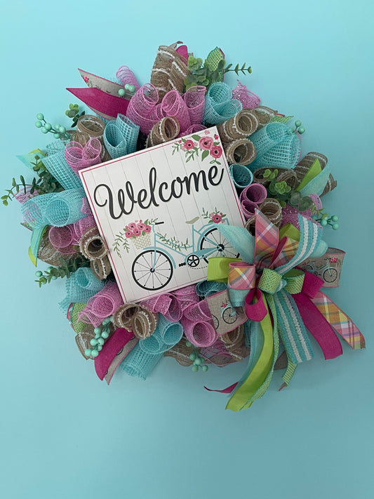 Welcome Bicycle Wreath